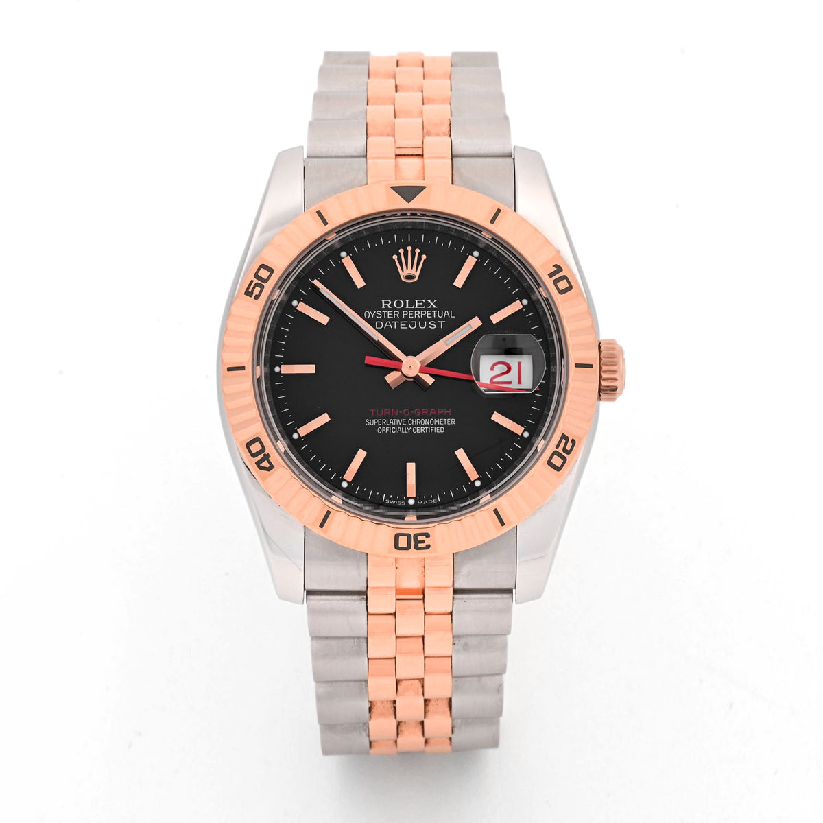 Rolex Datejust 36 Black Stick 116261 Turn-O-Graph Bezel on Jubilee Band