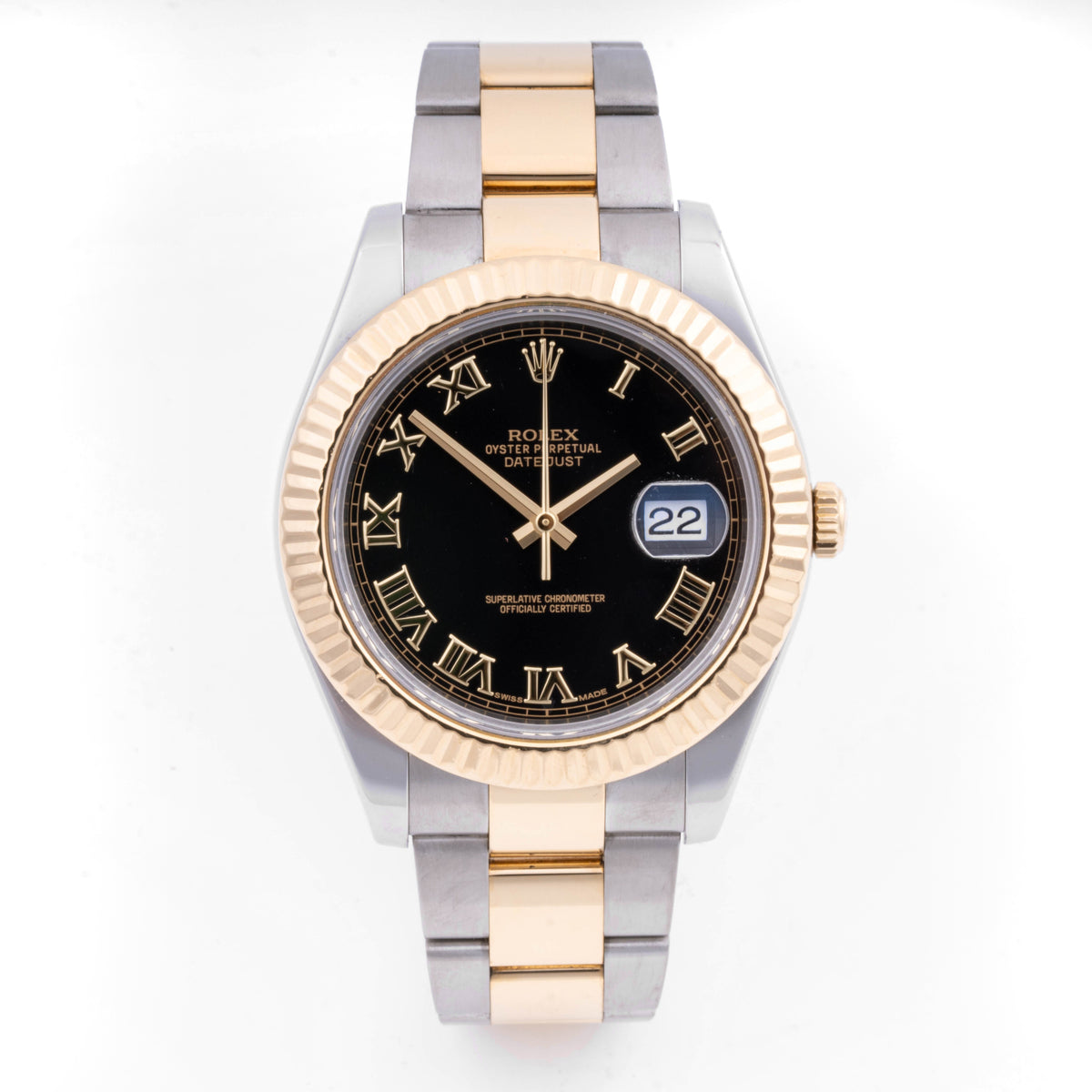 Rolex Datejust II Black Roman Dial 116333 on Oyster Band