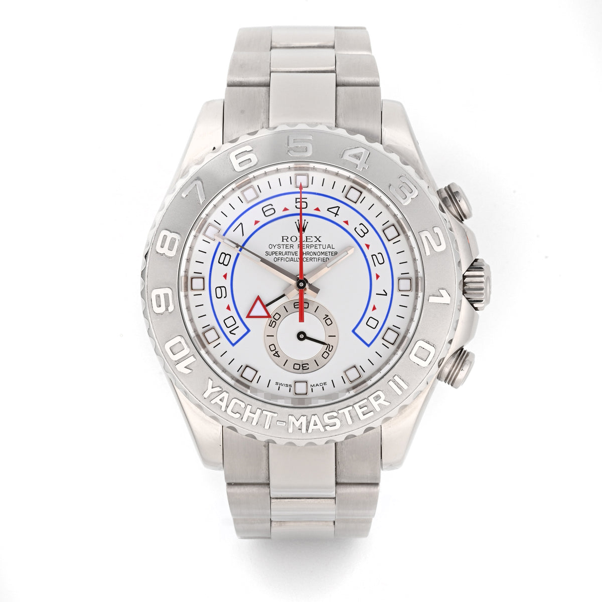 Rolex Yacht-Master II 44mm White Gold White Dial 116689 on Oyster
