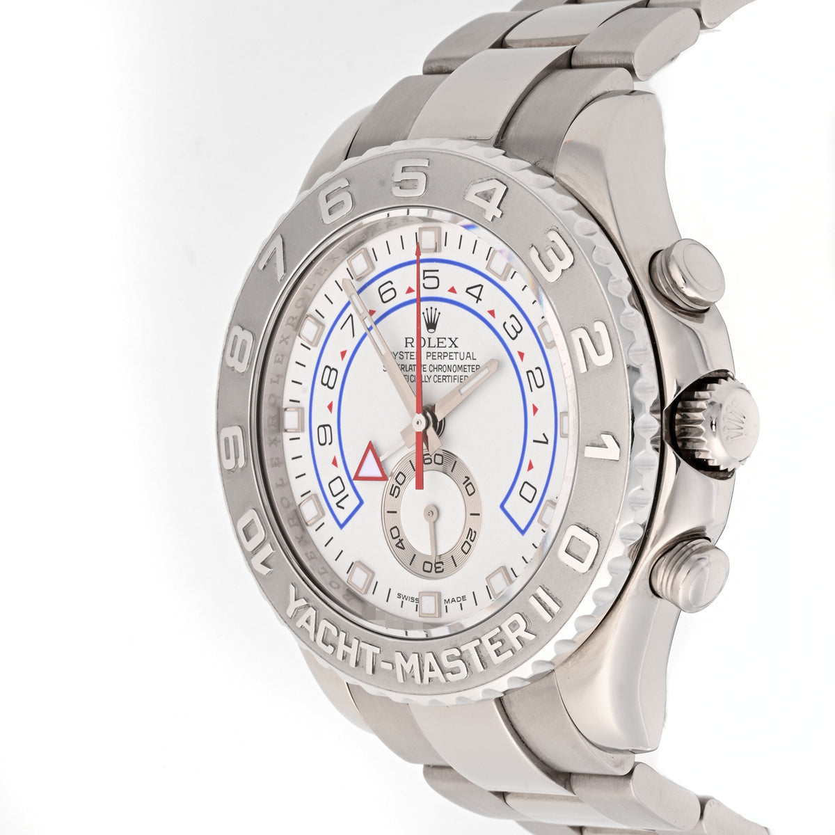 Rolex Yacht-Master II 44mm White Gold White Dial 116689 on Oyster