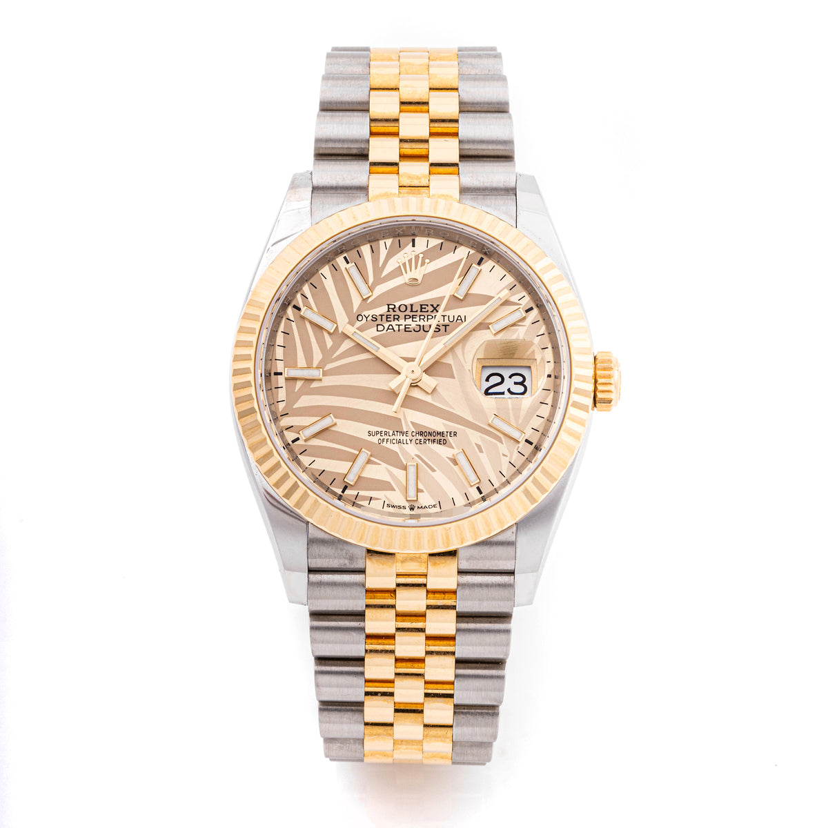 Rolex Datejust 36 Golden Palm Motif 126233 on Jubilee - Card 2023