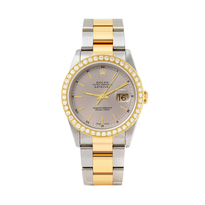 Rolex Datejust 36mm TWO TONE 16233 Slate Dial | Stick Hour Markers | 2ct Diamond Bezel