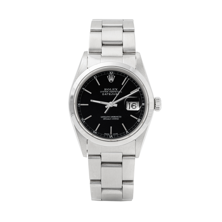 Rolex Datejust 36mm STAINLESS STEEL 16200 Black  Dial | Stick Hour Markers | Smooth  Bezel