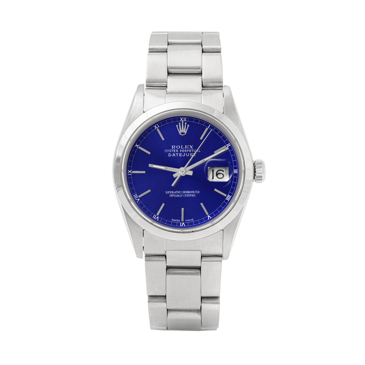 Rolex Datejust 36mm STAINLESS STEEL 16200 Blue  Dial | Stick Hour Markers | Smooth  Bezel