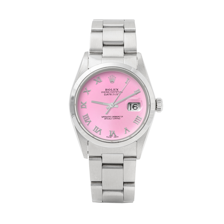 Rolex Datejust 36mm STAINLESS STEEL 16200  Pink Dial | Roman Hour Markers | Smooth Bezel
