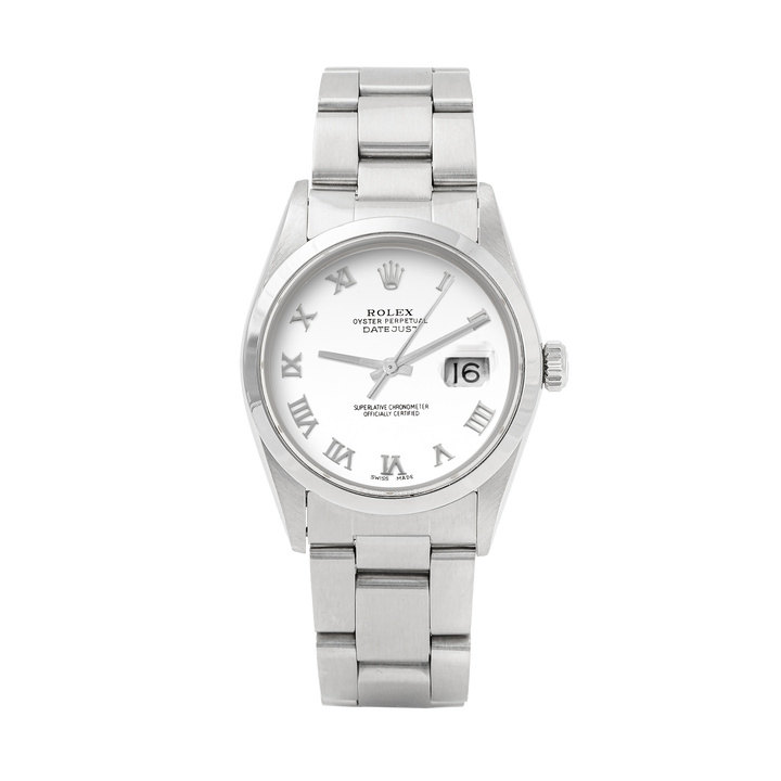 Rolex Datejust 36mm STAINLESS STEEL 16200  White Dial | Roman Hour Markers | Smooth Bezel