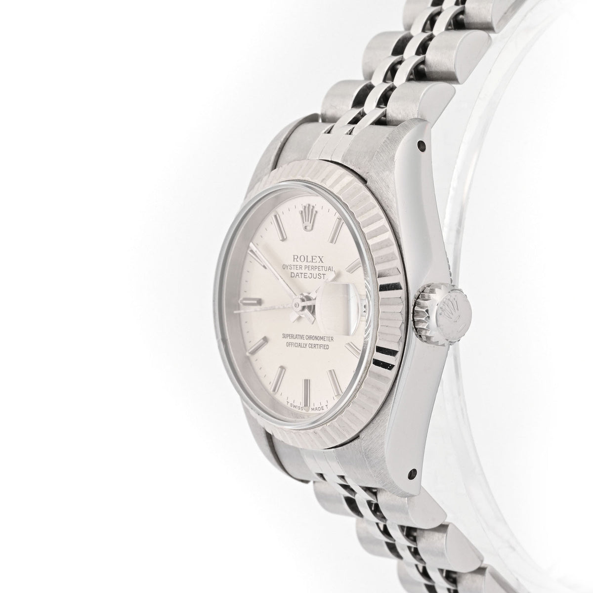 Rolex Lady Datejust 26 Silver Stick Dial 69174 on Jubilee