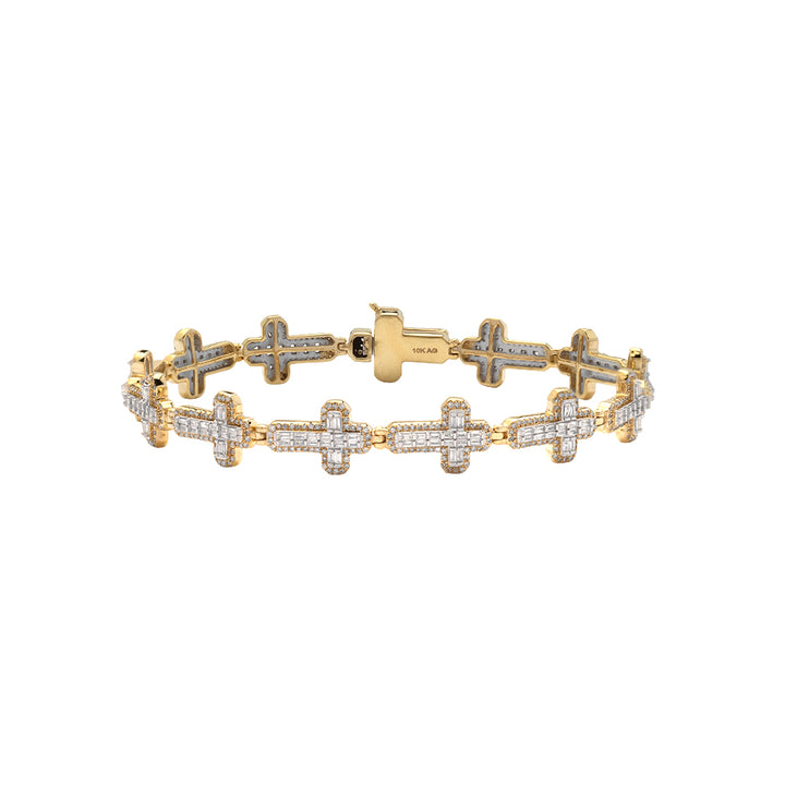 10KY 2.60CTW BAGUETTE DIAMOND CROSS BRACELET