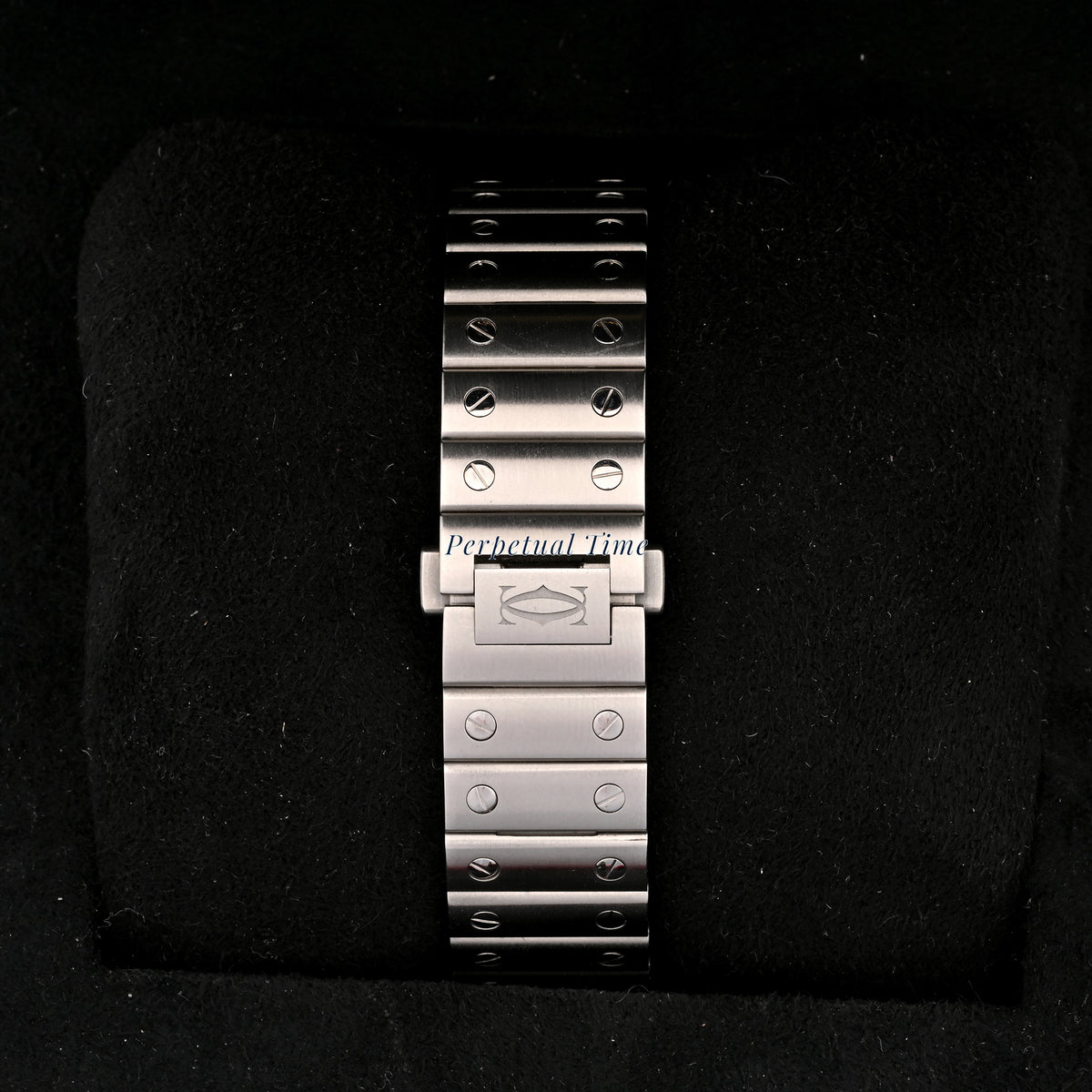 Cartier Santos Medium 4075 WSSA0061 Stainless Steel Green Roman Card + Strap
