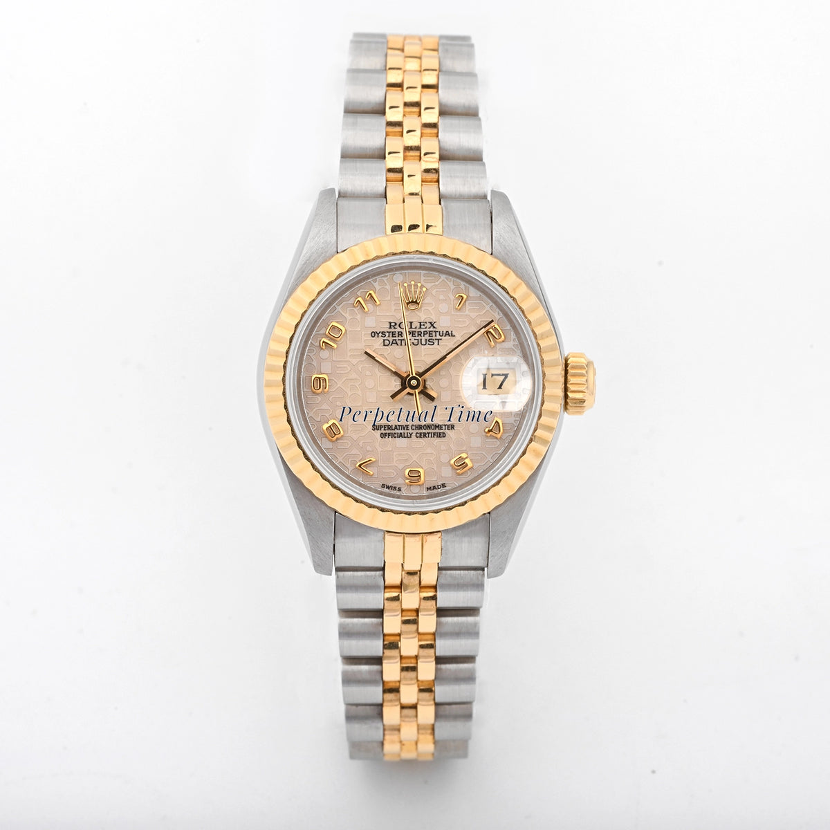 Rolex Ladies Datejust Ivory Arabic Dial on Jubilee 69173 Papers