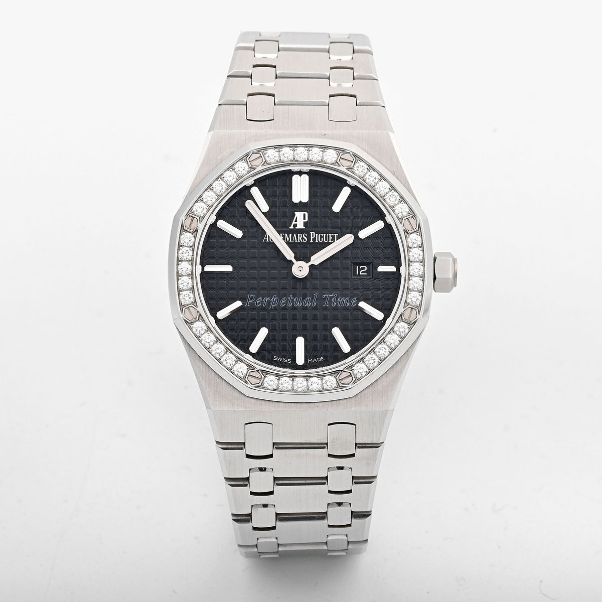 Audemars Piguet Royal Oak 33mm Stainless Steel 67651ST Black Dial Diamond Bezel