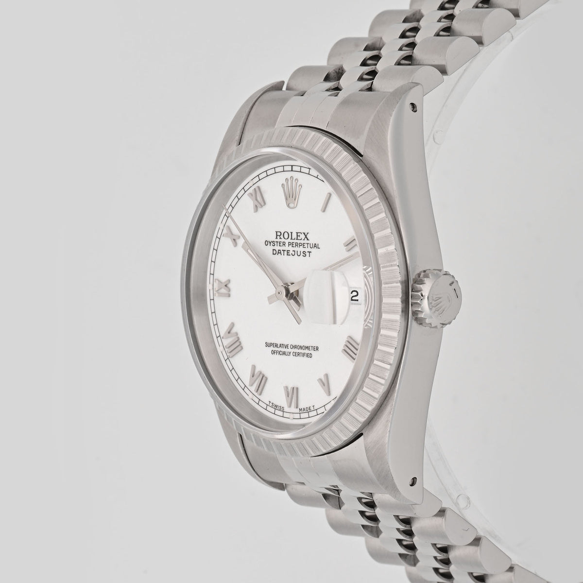 Rolex Datejust 36mm Stainless Steel White Roman Dial Jubilee Band 16234