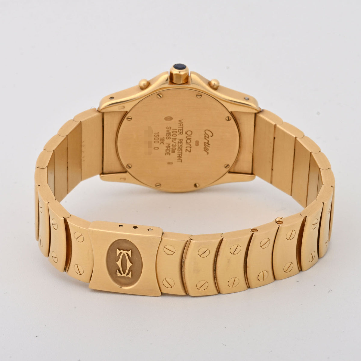Cartier Santos Ronde Chronograph 29mm Yellow Gold Blue Roman Dial W15078G1