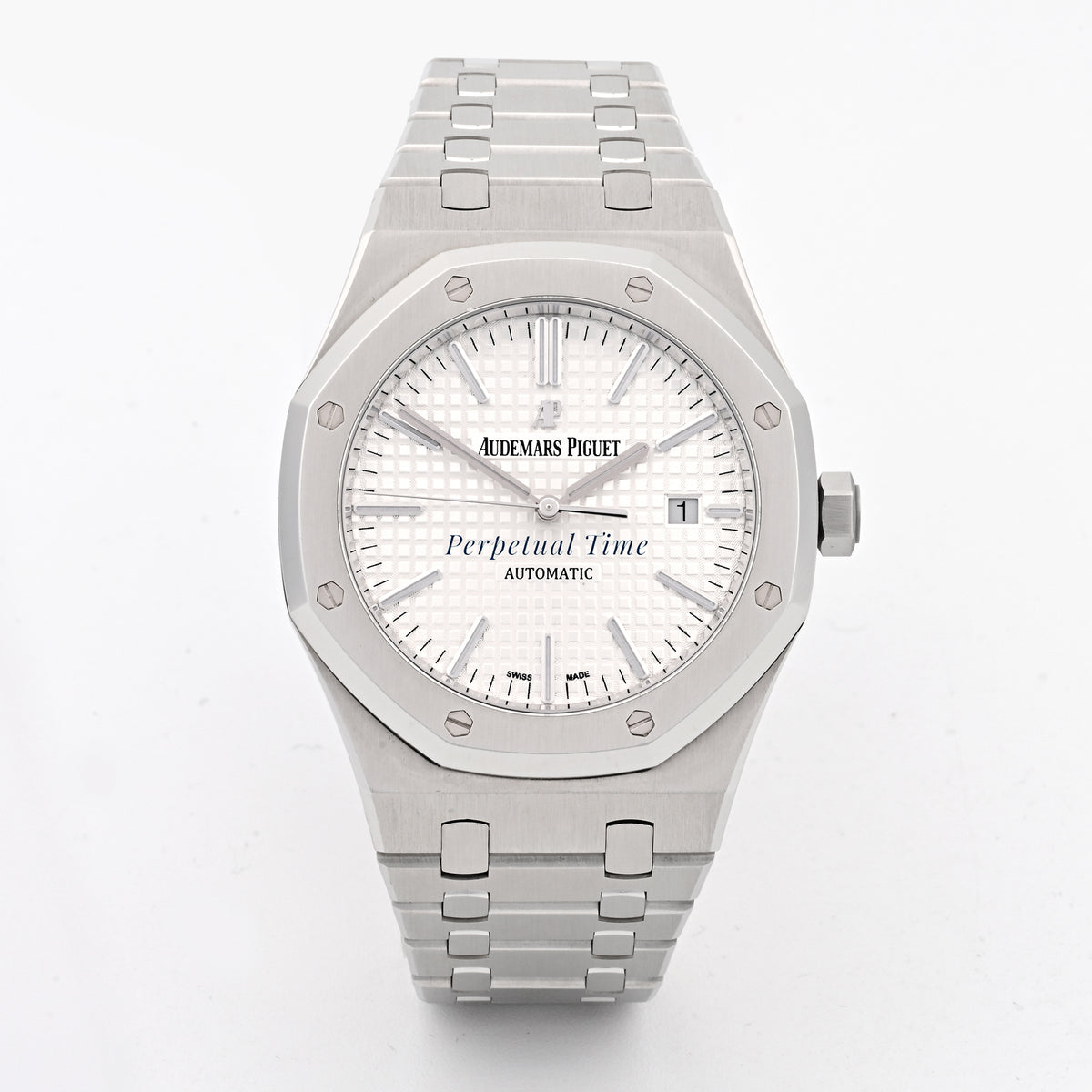 Audemars Piguet Royal Oak 41mm Stainless Steel White Stick Dial 15400ST Card