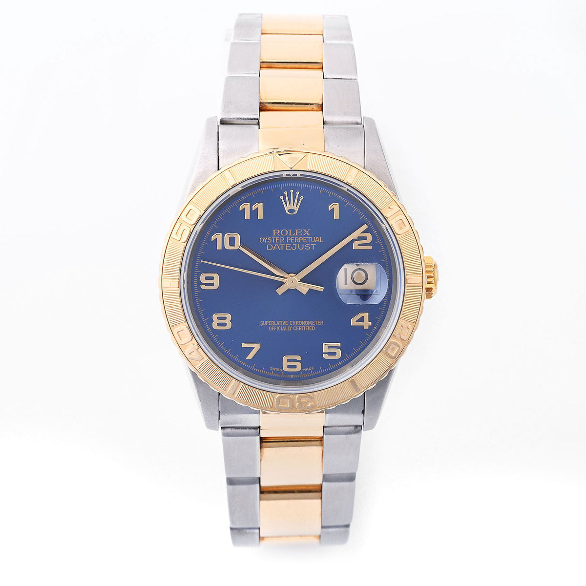 Rolex Datejust 36mm Two Tone Thunderbird Blue Arabic Dial Oyster Band 16263