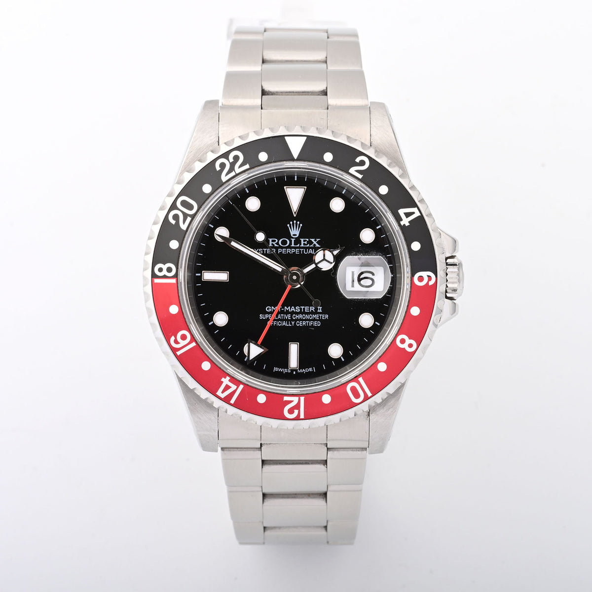 Rolex Gmt Master II Coke Stainless Steel Black Dial Oyster Band 16710 Papers