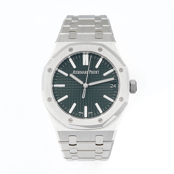 Audemars Piguet Royal Oak 41mm Stainless Steel 15500ST Green  Dial | Stick hour markers, Octagonal bezel