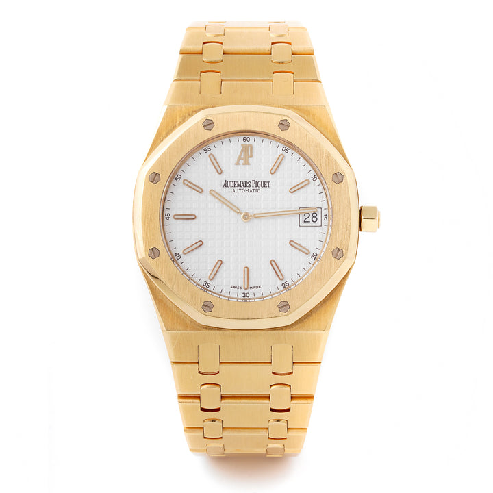 Audemars Piguet Royal Oak 39mm Yellow Gold 15202BA Silver Tapisserie Dial |  Octagonal bezel