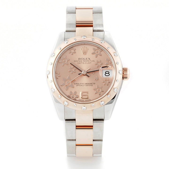 Rolex Datejust 31mm Stainless Steel & Rose Gold 178341 Pink Floral Dial |  Scatter Diamond