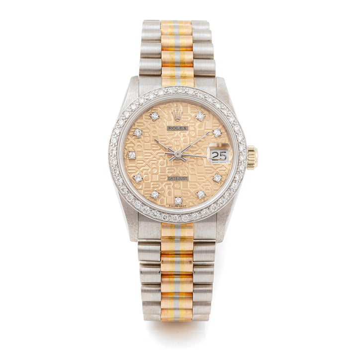 Rolex Datejust Tridor 31mm 68279B Champagne Jubilee Dial | Diamond hour markers, Diamond bezel