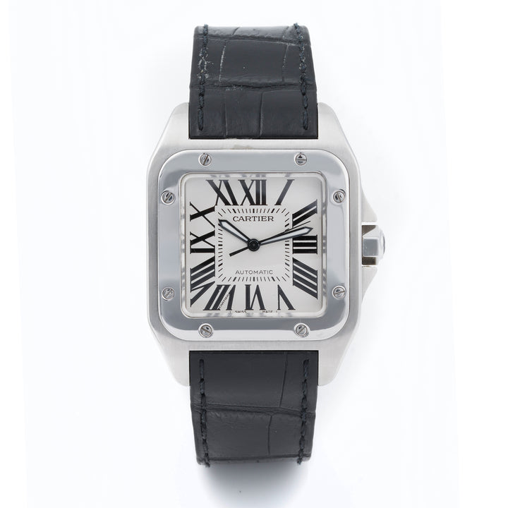 Cartier Santos 100 XL 38 mm Stainless Steel 2656 White Dial | Roman Numerals hour markers, Smooth bezel