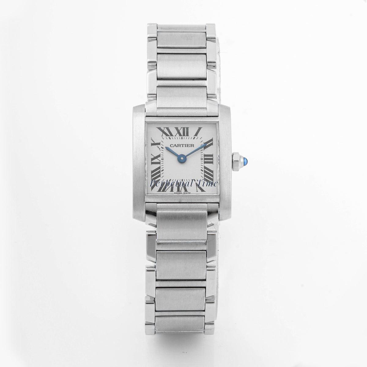 Cartier Tank Française 20x25mm Stainless Steel & Yellow Gold 2384 Off-White Dial | Roman Numerals hour markers, Smooth bezel