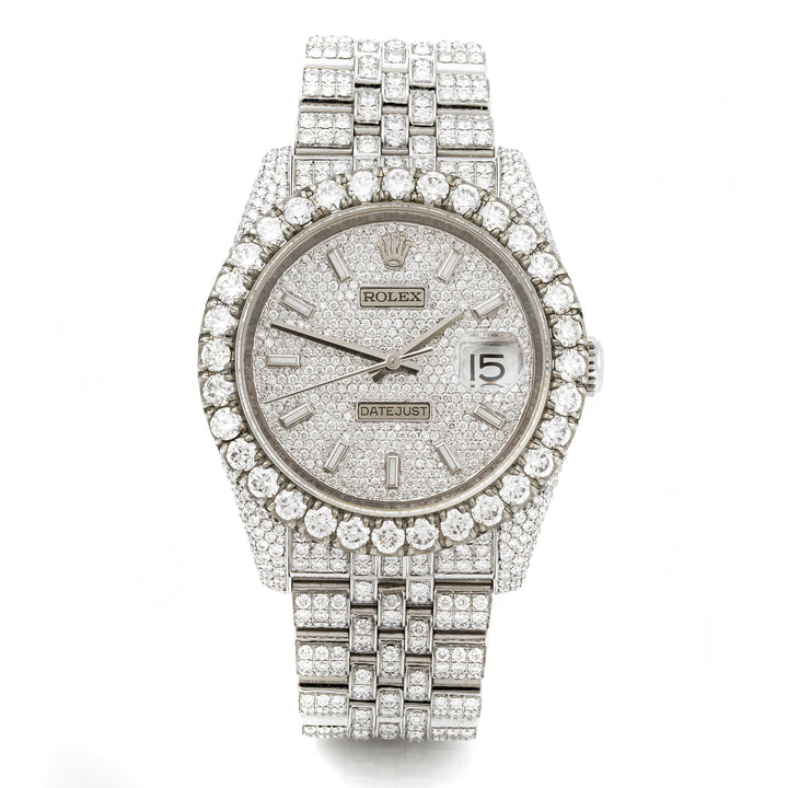 Rolex Datejust 36mm Stainless Steel & White Gold 116234 Pave Diamond  Dial | Index hour markers, w/ Full Pave Diamonds
