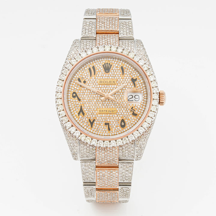 Rolex Datejust  41mm Stainless Steel & Rose Gold 126331 Pave Diamond  Dial | Arabic Script hour markers | Full Pave Diamonds