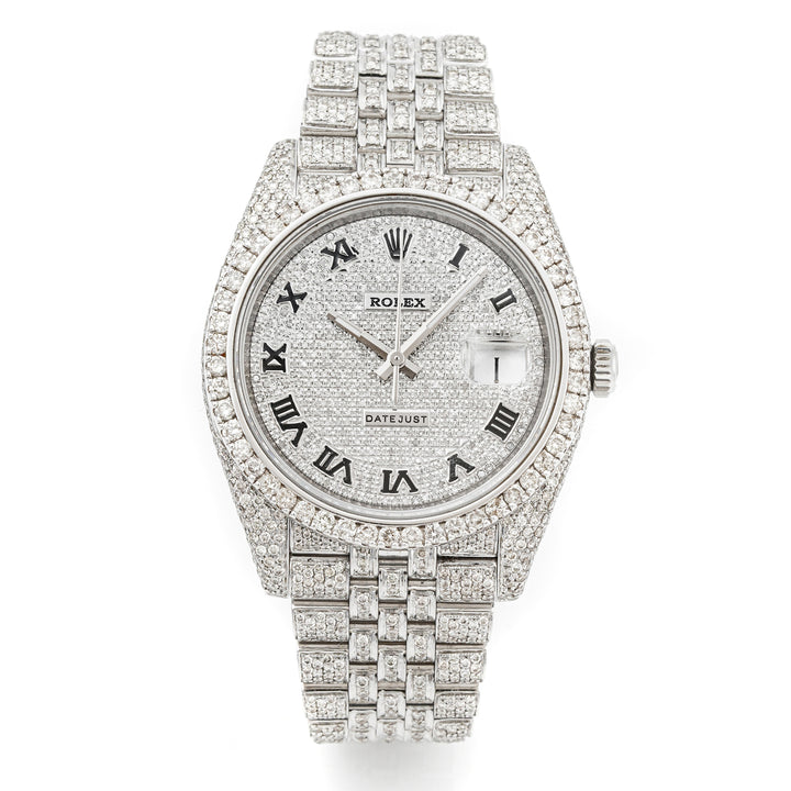 Rolex Datejust  41mm Stainless Steel 126300 Pave Diamond  Dial | Roman Numerals hour markers | Full Pave Diamond
