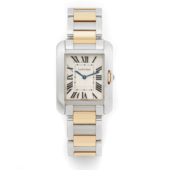 Cartier Tank Anglaise 26 x 34 mm Stainless Steel 3704 Silver Dial | Roman Numerals hour markers, Smooth bezel