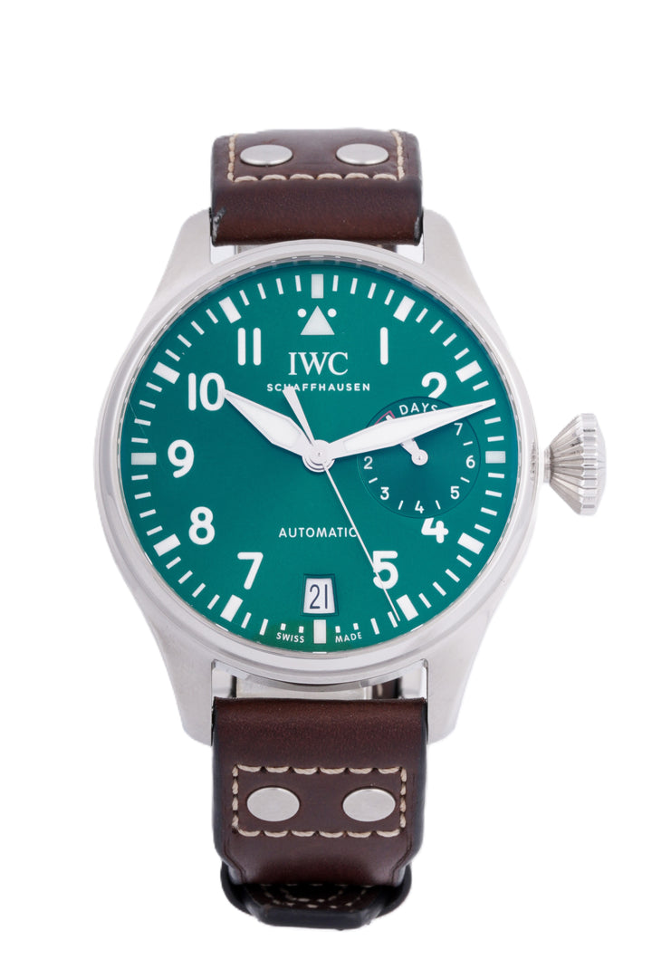 IWC BIG PILOT WATCH | GREEN DIAL | BROWN LEATHER BAND |
