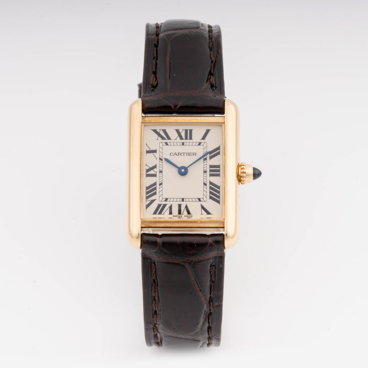 Cartier Tank Louis 22 mm Yellow Gold 2442 White  Dial | Roman Numerals hour markers, Smooth bezel