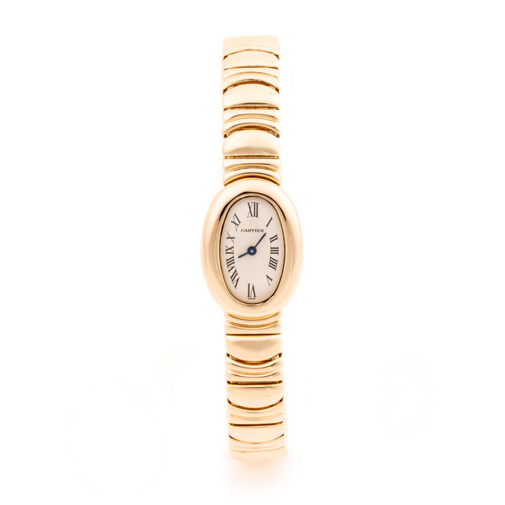 Cartier Baignoire 18mm Yellow Gold 1960 White  Dial | Roman Numerals hour markers, Smooth bezel