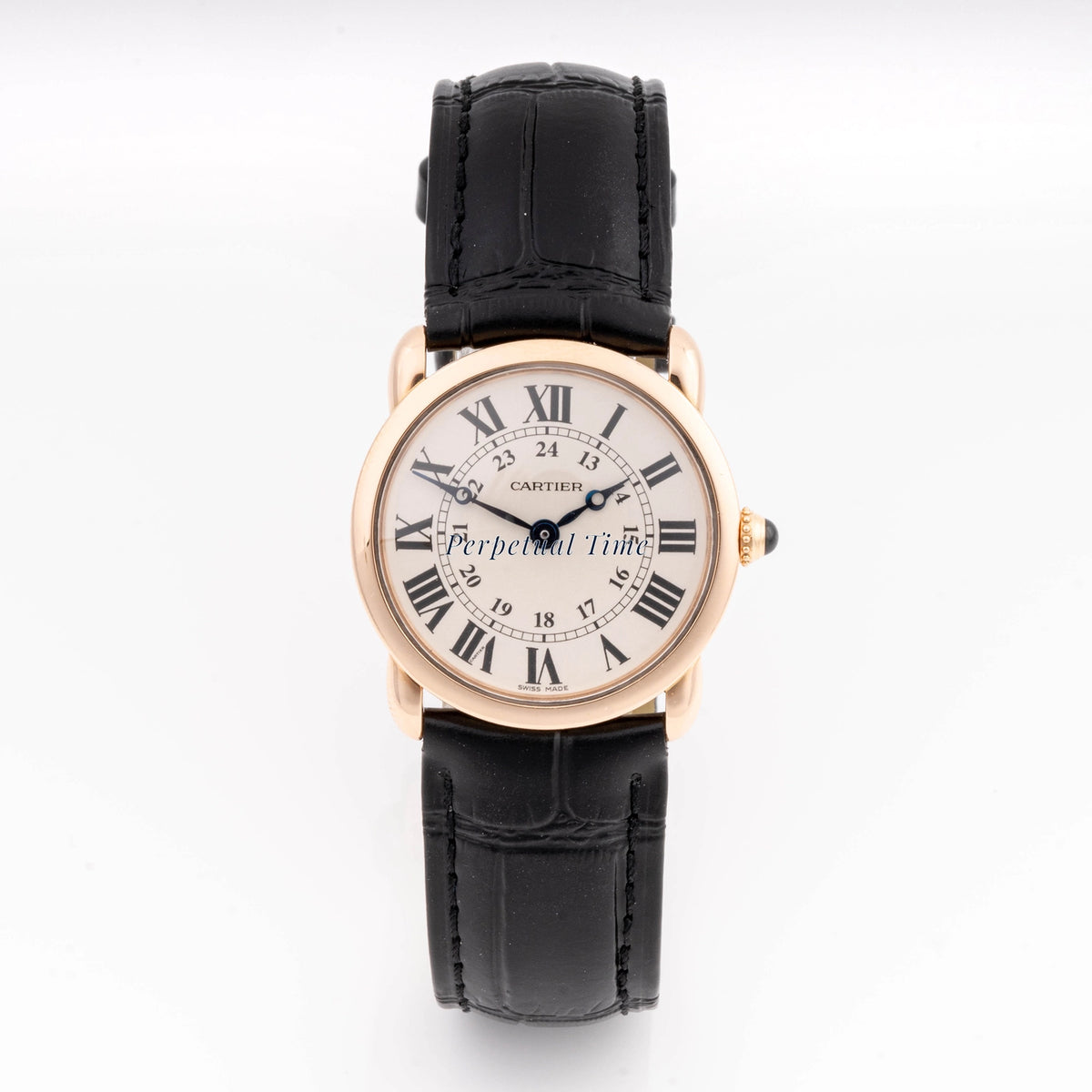 Cartier Ronde Louis Silver Roman Dial on Leather Strap W6800151