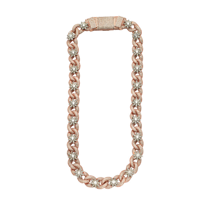 10KR+W 60.99CTW DIAMOND INFINITY FLOWER CUBAN