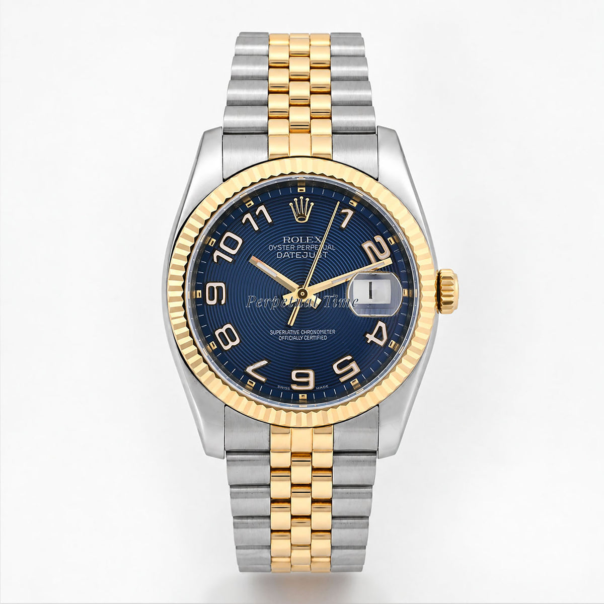 Rolex Datejust 36 Blue Concentric Arabic Dial Two Tone Jubilee 116233 with Card