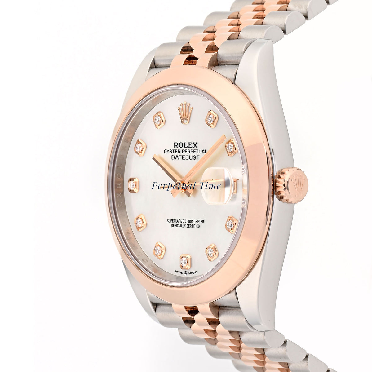 Rolex Datejust 41 White MOP Diamond Dial 126301 Smooth Bezel Jubilee Band Card 2021
