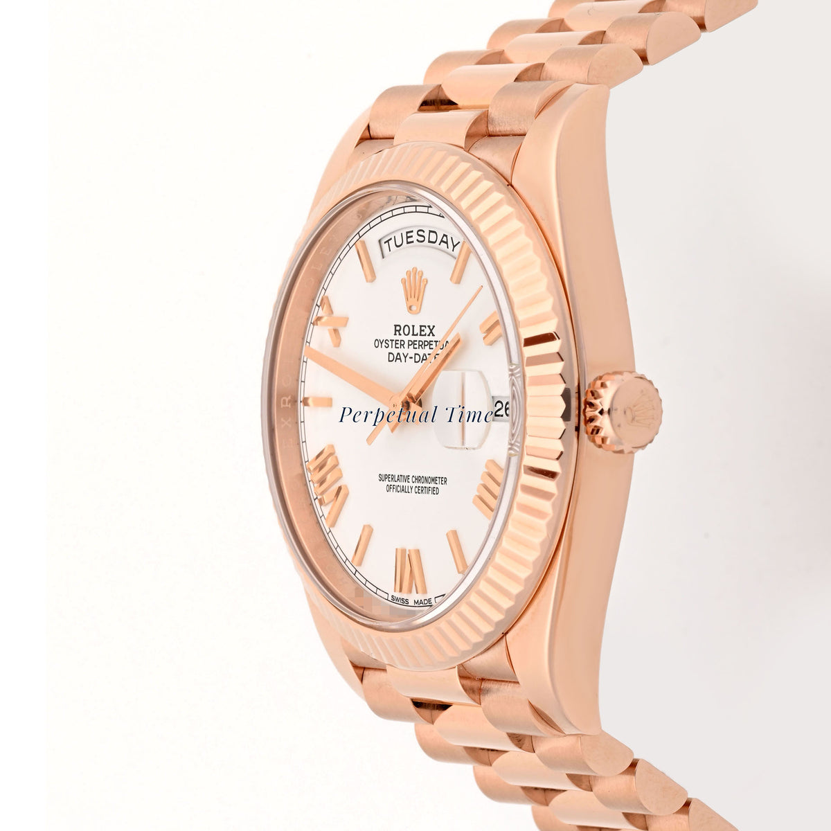 Rolex Day-Date 40mm Rose Gold White Roman Dial 228235 Card 2019