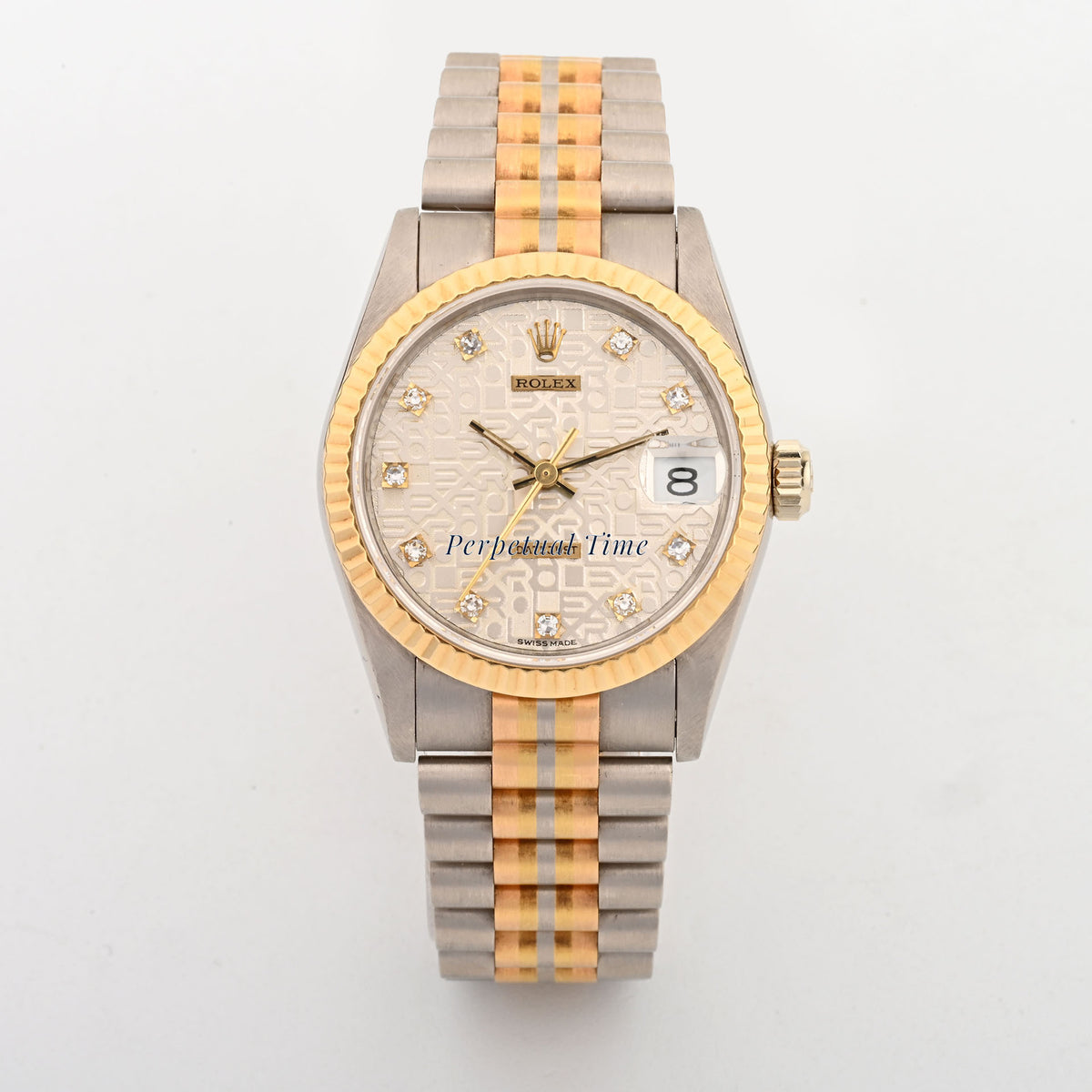 Rolex Datejust 31mm Silver Computer Diamond Dial 68279 Fluted Bezel President Band