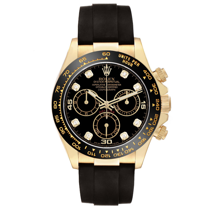 ROLEX DAYTONA OYSTERFLEX YELLOW GOLD 40MM 116518 | BLACK DIAMOND DIAL|