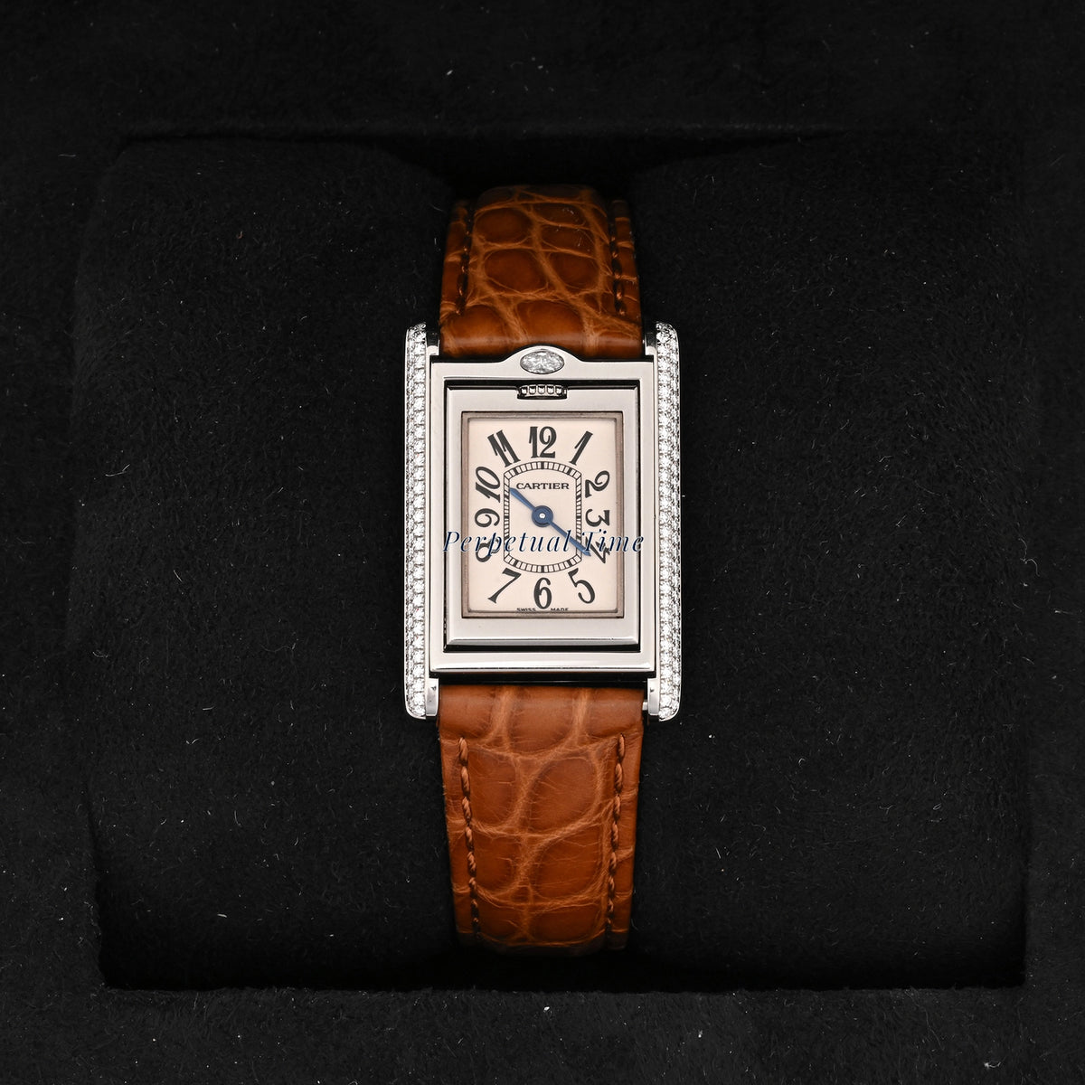 Cartier Tank Basculante White Arabic Dial on Brown Leather wa202751