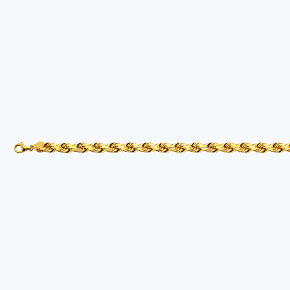 14K 8MM YELLOW GOLD SOLID DC ROPE 22" CHAIN NECKLACE (AVAILABLE IN LENGTHS 7" - 30")