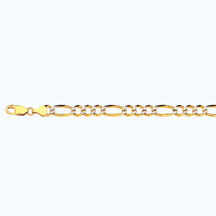 10K 6.5MM YELLOW GOLD SOLID PAVE FIGARO 24" CHAIN NECKLACE (AVAILABLE IN LENGTHS 7" - 30")