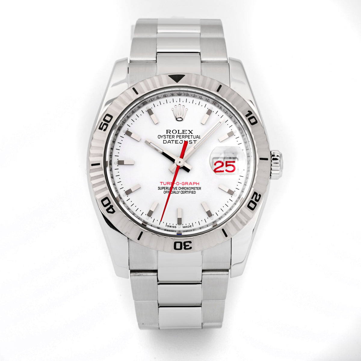 Rolex Datejust 36 Turn-O-Graph 116264 White Dial on Oyster Band - Card 2009