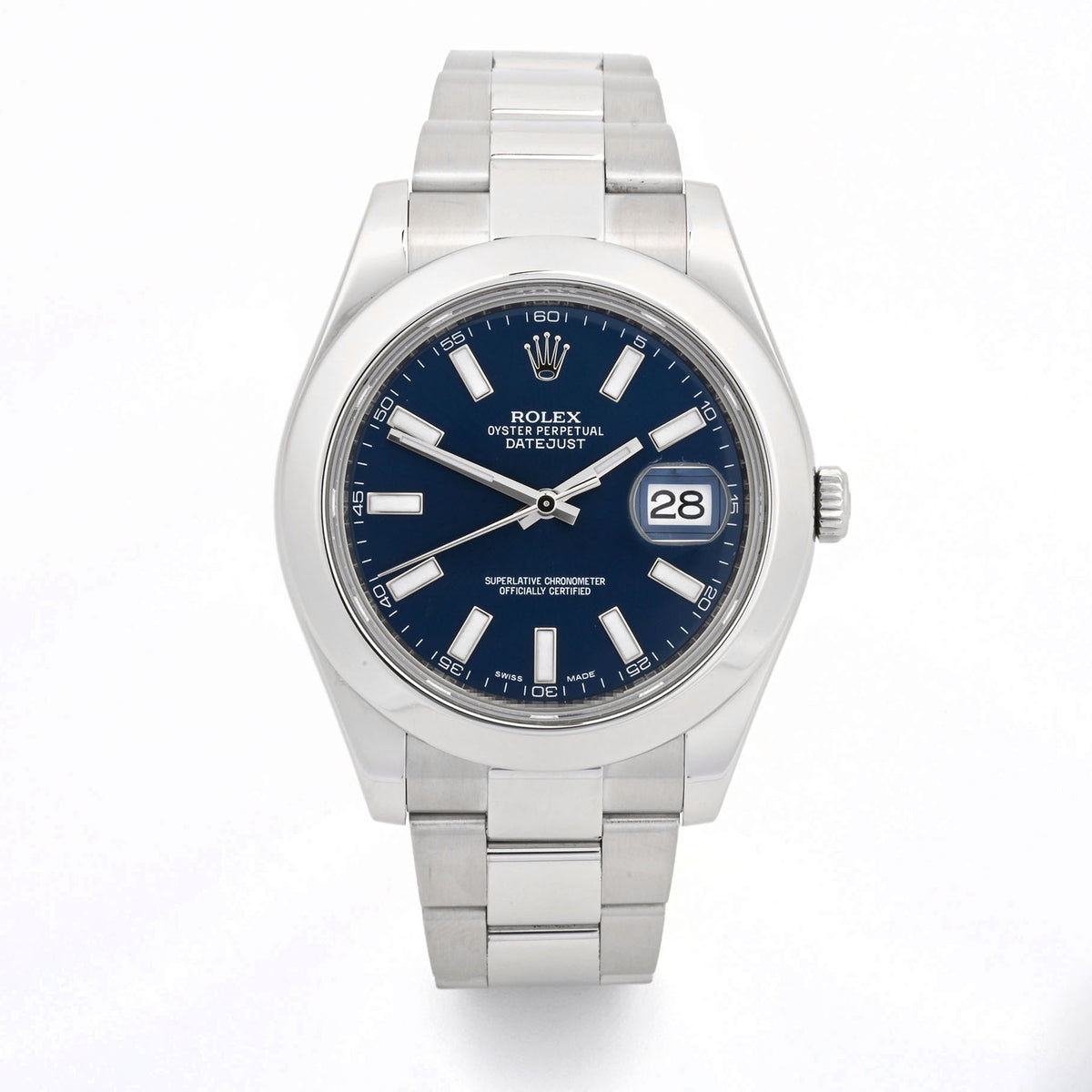 Rolex Datejust II Blue Stick Dial 116300 on Oyster Card 2016