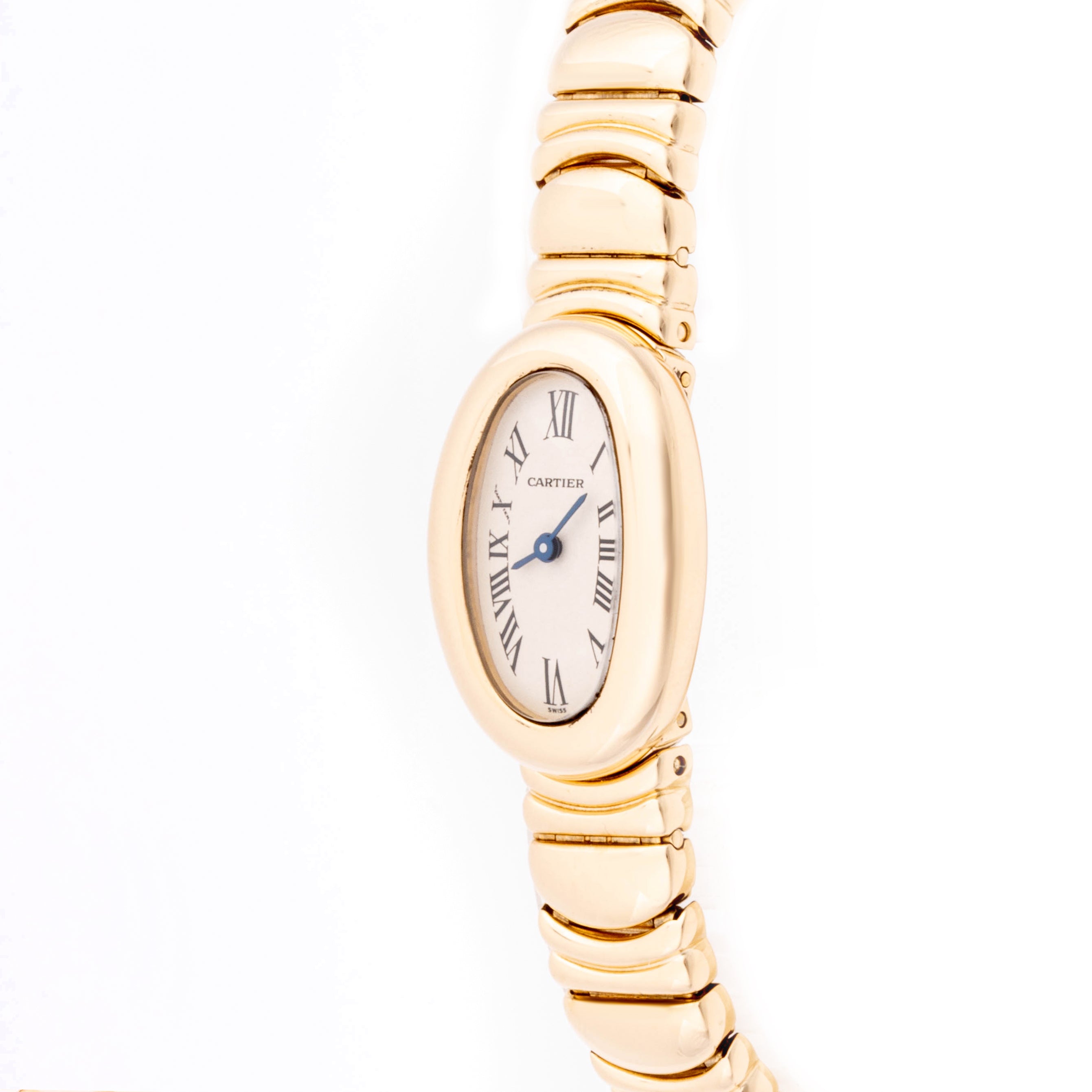 Cartier Baignoire 18mm Yellow Gold 1960 White  Dial | Roman Numerals hour markers, Smooth bezel