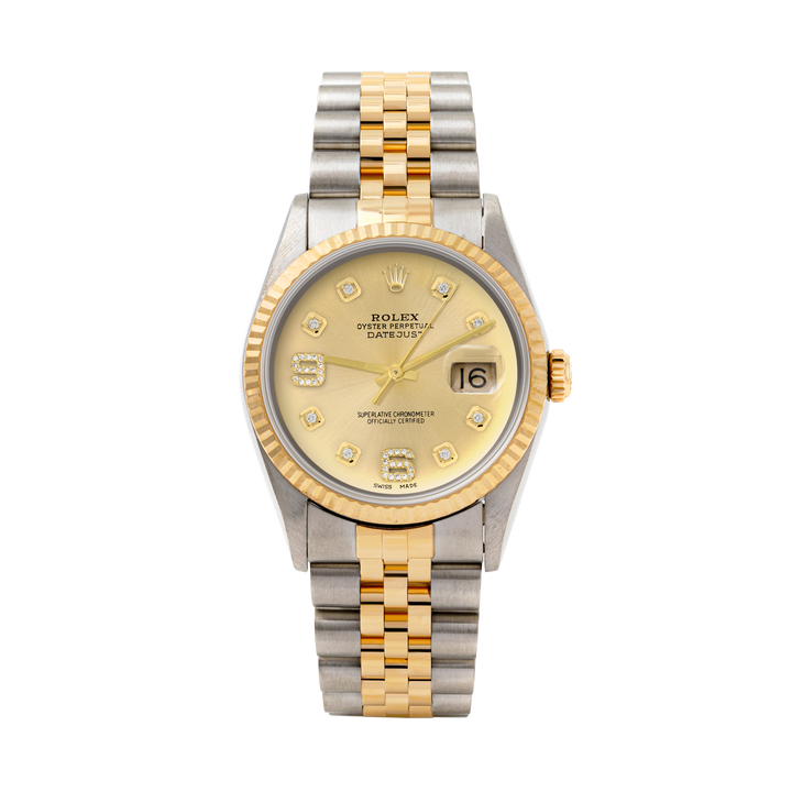 Rolex Datejust 36mm TWO TONE 16233 Champagne Dial | 6&9 Diamond  Hour Markers | Fluted Bezel