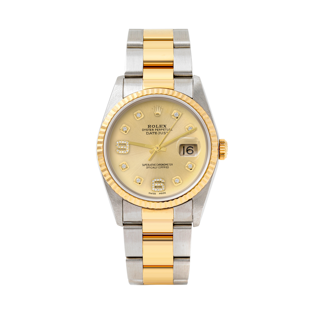 Rolex Datejust 36mm TWO TONE 16233 Champagne Dial | 6&9 Diamond  Hour Markers | Fluted Bezel
