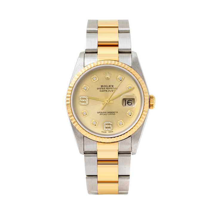 Rolex Datejust 36mm TWO TONE 16233 Champagne Dial | 6&9 Diamond  Hour Markers | Fluted Bezel