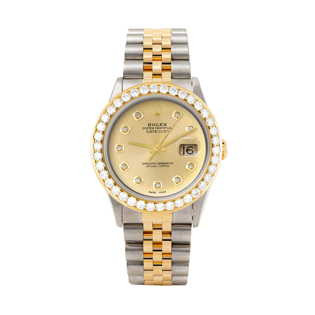 Rolex Datejust 36mm TWO TONE 16233 Champagne Dial | Diamond Hour Markers | 2.5ct Diamond Bezel